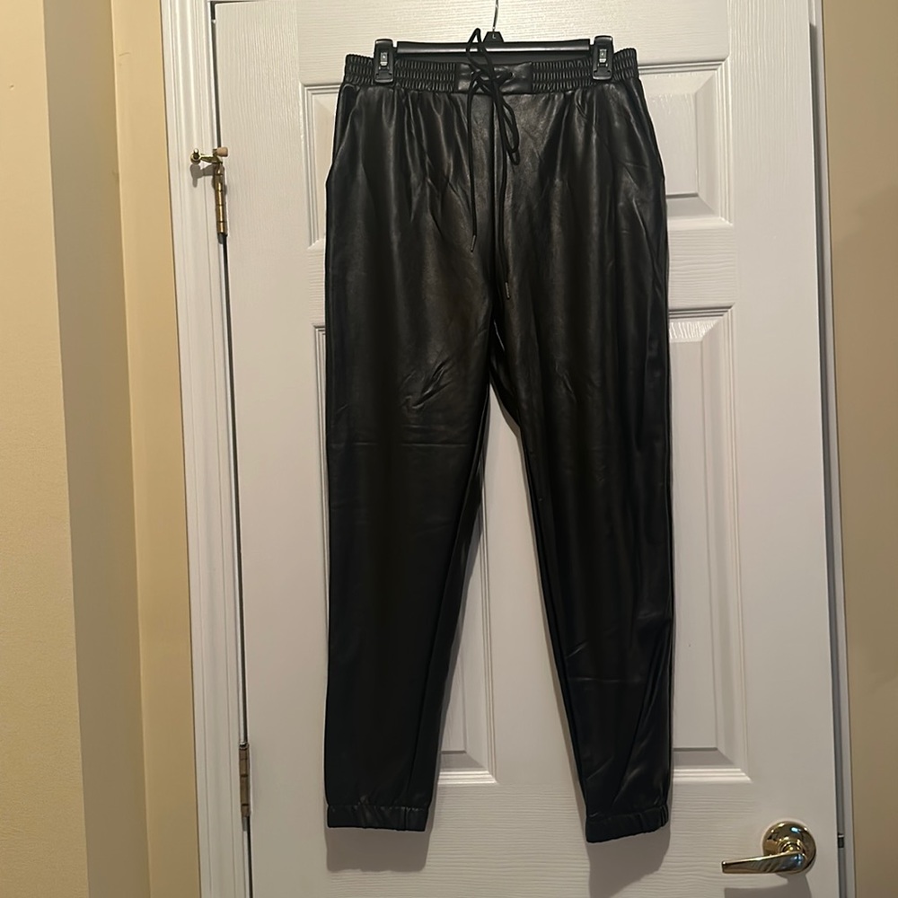 Faux leather joggers